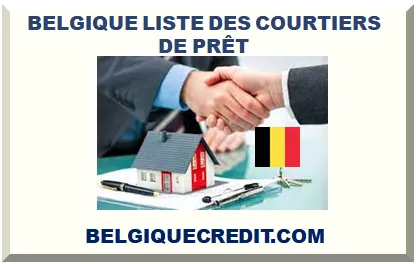 BELGIQUE LISTE DES COURTIERS DE PRÊT